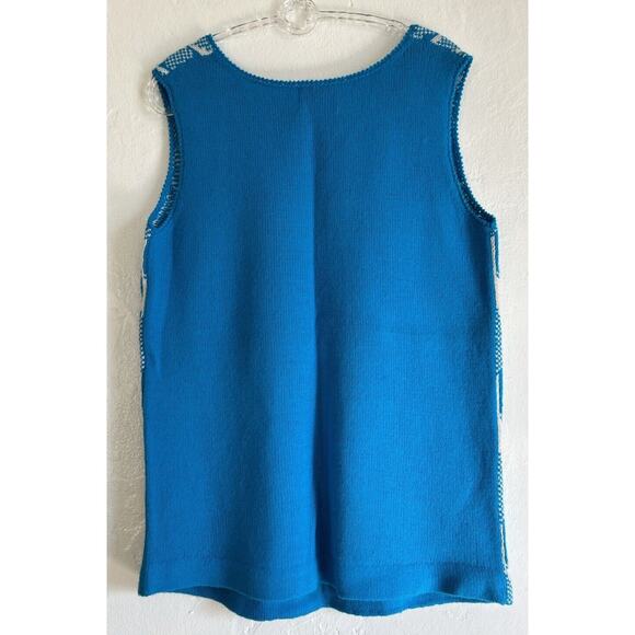 Vintage Sweater Vest Custom Made Turquoise Blue White Mod Size S - Picture 3 of 6